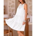 thumbnail image 4 of PRETTYGARDEN Women's Summer Hollow Out Halter Dresses Casual Sleeveless A-Line Tiered Swing Sundress Beach Vacation Mini Dress, 4 of 6