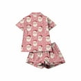 thumbnail image 6 of Women's Christmas Pajamas 2Pacs Christmas Elements Pink Womens Pj Sets Casual Short Sleeve Sleepwear Xmas Graphic Pjs Shorts with Pockets, 6 of 7