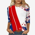 thumbnail image 2 of Xdegoge 4th of July Shirts Women 3/4 Sleeve Tops Patriotic American Flag Shirt Star Graphic Striped Blouse Usa T Shirt Independence Day Womens Summer Tops L Orders Placed By Me, 2 of 5