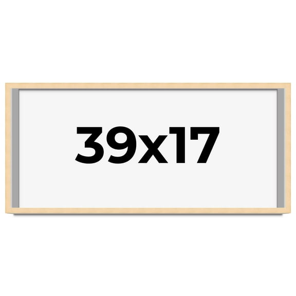 39x17 Frame Natural Wood Picture Frame | 0.75 Inch Moulding Width | with UV Acrylic Plexiglass,
