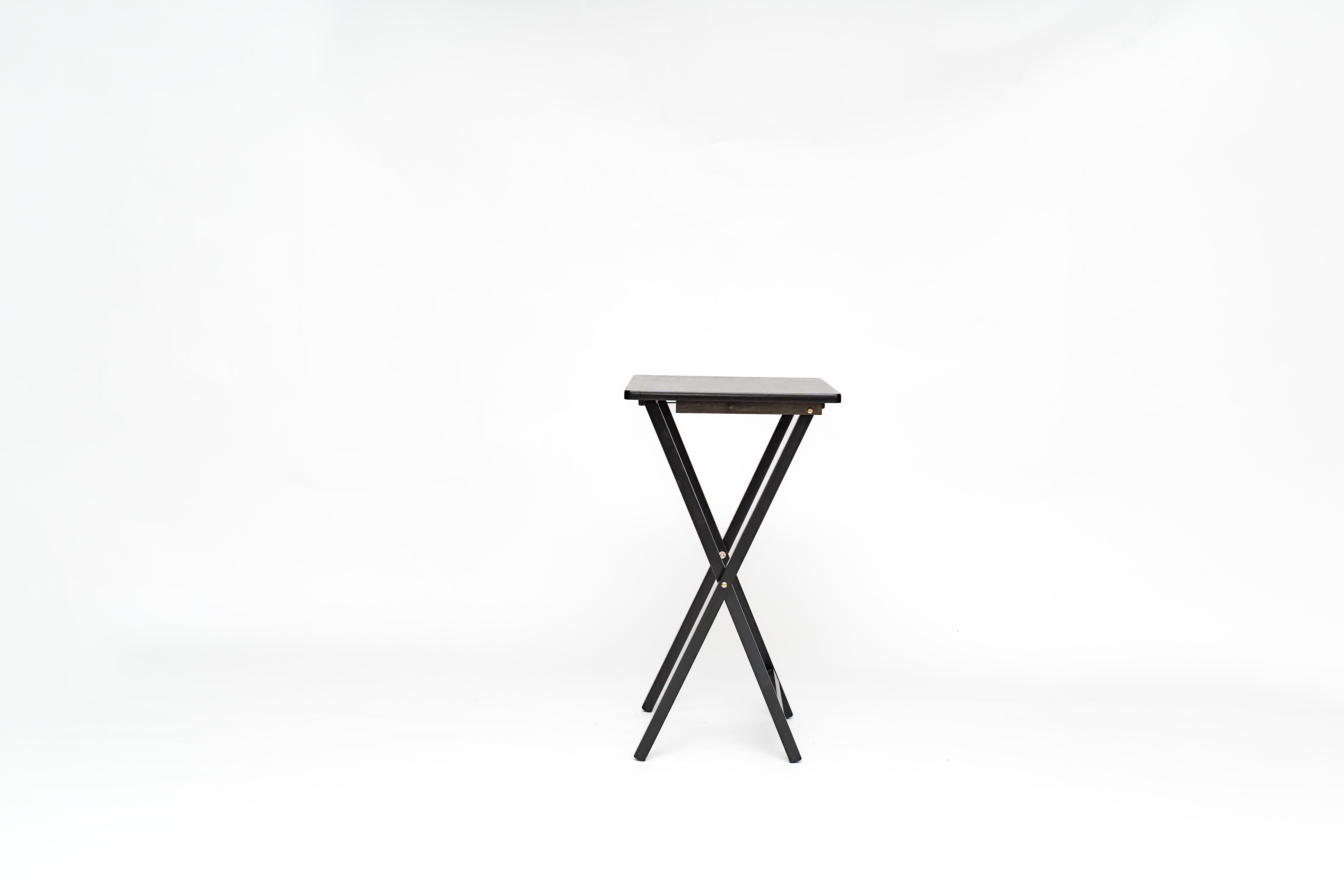 Mainstays Rubberwood Folding TV Tray Table, Black (Set of 2)