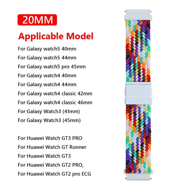 Correa de muñeca de nylon Correa de reloj inteligente ajustable de 20 mm para Huawei Watch GT3 PRO / GT2 FLhrweasw Nuevo