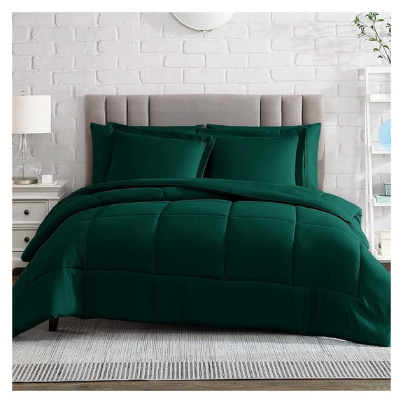 Comforter Set, Down Ultra Soft Microfiber, 3 Pieces with 1 Comforter and 2 Pillow Shams, Oeko-Tex Comforter for Full and Queen Size Bed, Dark Green Comforters Full/Queen Forest Green
