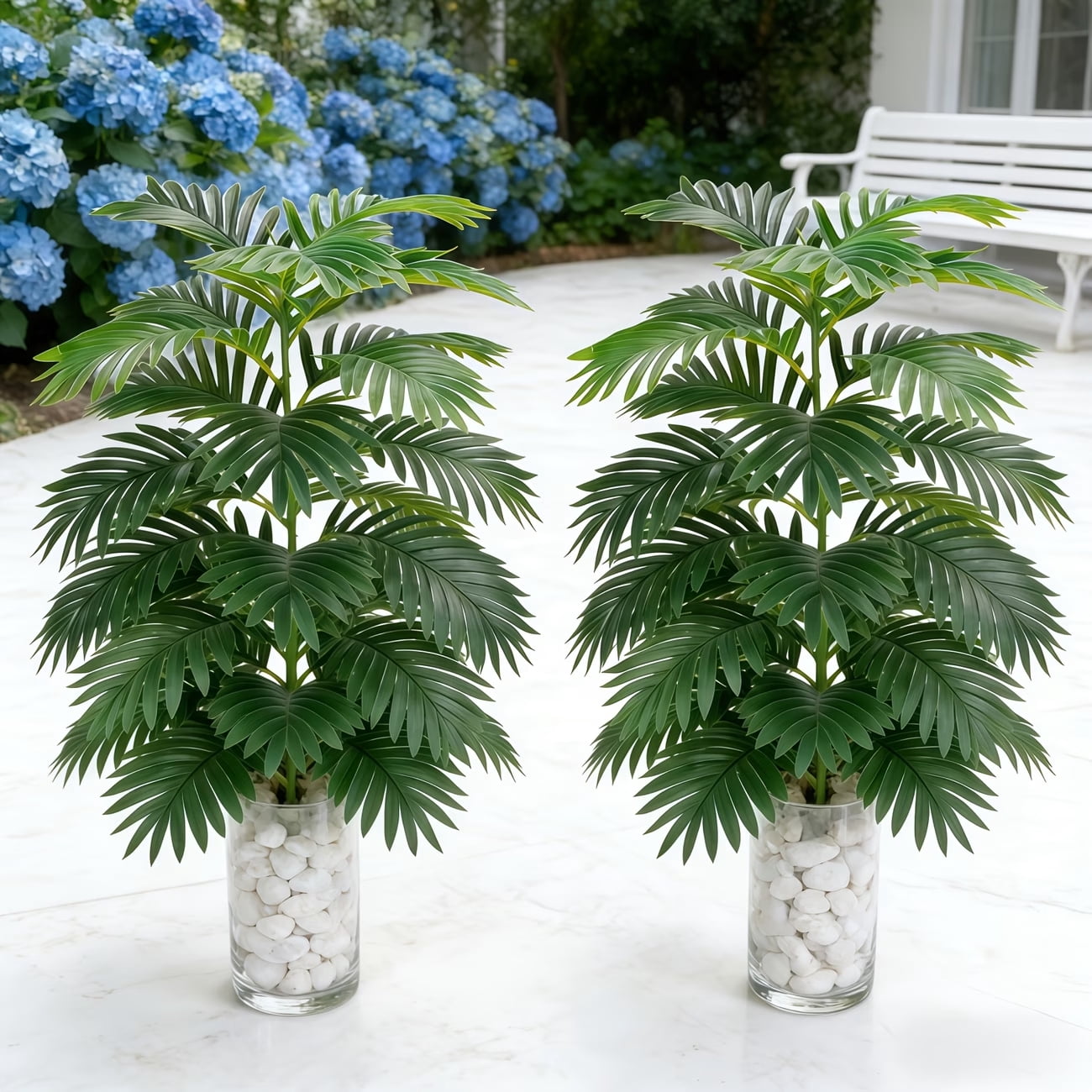 2Pcs Artificial Plants in Pots Fake Greenery for Home Office Farmhouse Indoor Outdoor Decor
