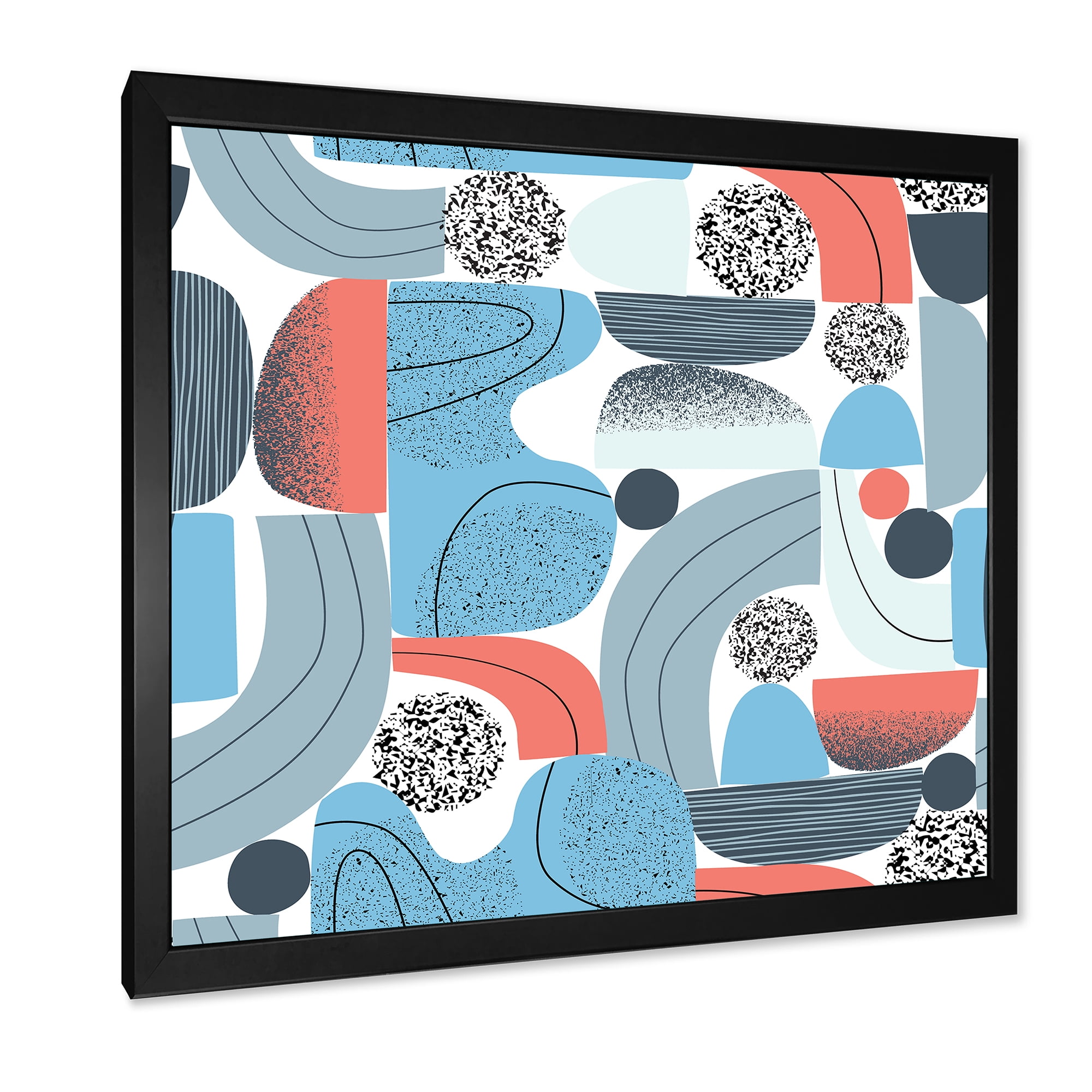 Designart 'Retro Shapes With Abstract Moons and Suns II' Modern Framed Art Print