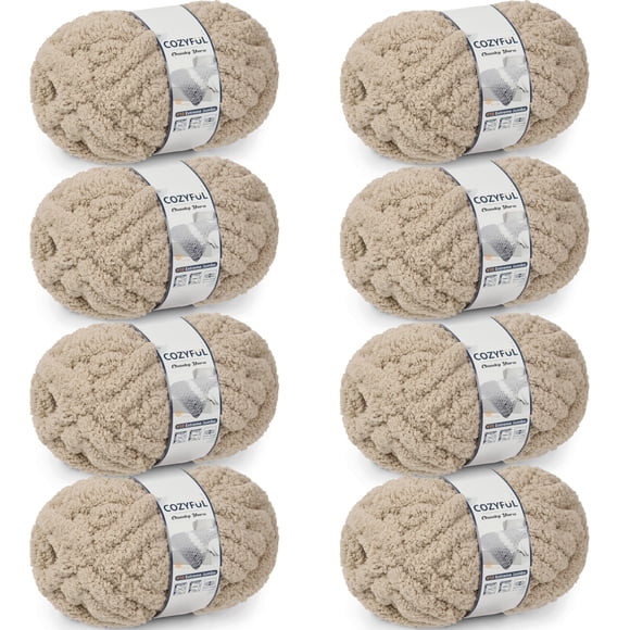 Hilado Chunky Cozyful #10 Chenille, 8 madejas, 23 m, 226 g, caqui