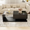 thumbnail image 3 of High-Gloss Coffee Table with Adjustable LED Lights and Drawer and Glass Tabletop, Modern Living Room Center Table, 39.4"x19.6"x12.7", 3 of 9