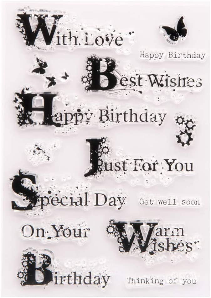 Happy Letter Transparent Silicone Clear Stamp DIY Scrapbook Embossing Card Words 