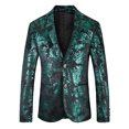 thumbnail image 5 of Traje de vestir con estampado floral para hombre, elegante blazer de corte entallado con solapa con muescas, 5 of 5