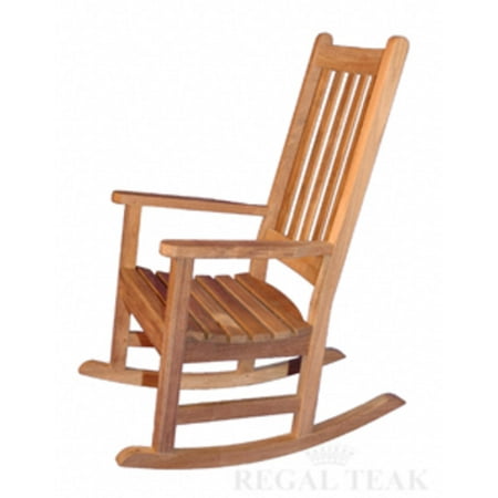 46" Natural Finish Teak Outdoor Patio Carolina Wooden Rocking Chair with Arms