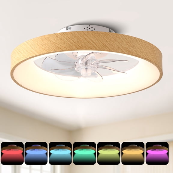 Bella Depot 20" Modern Ceiling Fan with Dimmable RGB Light and Remote APP Control 6-Speed Reversible DC Motor