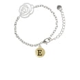 thumbnail image 2 of Delight Jewelry Goldtone Capital Letter - E - Pebble Disc - Silver-tone Flower Link Chain Bracelet, 6.75"+2" Extender, 2 of 4