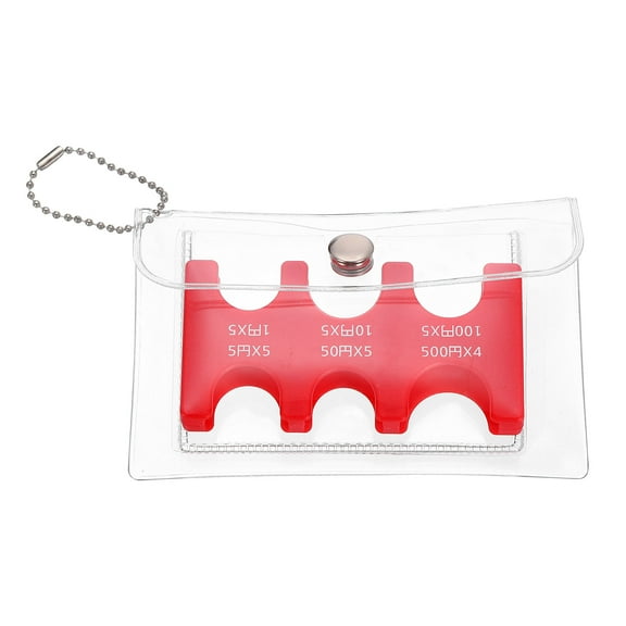 Japanese Coin Holder, Portable JPY Coin Organiser Dispenser 6 Slots with Pack for Japanese Yen Home Office, Red