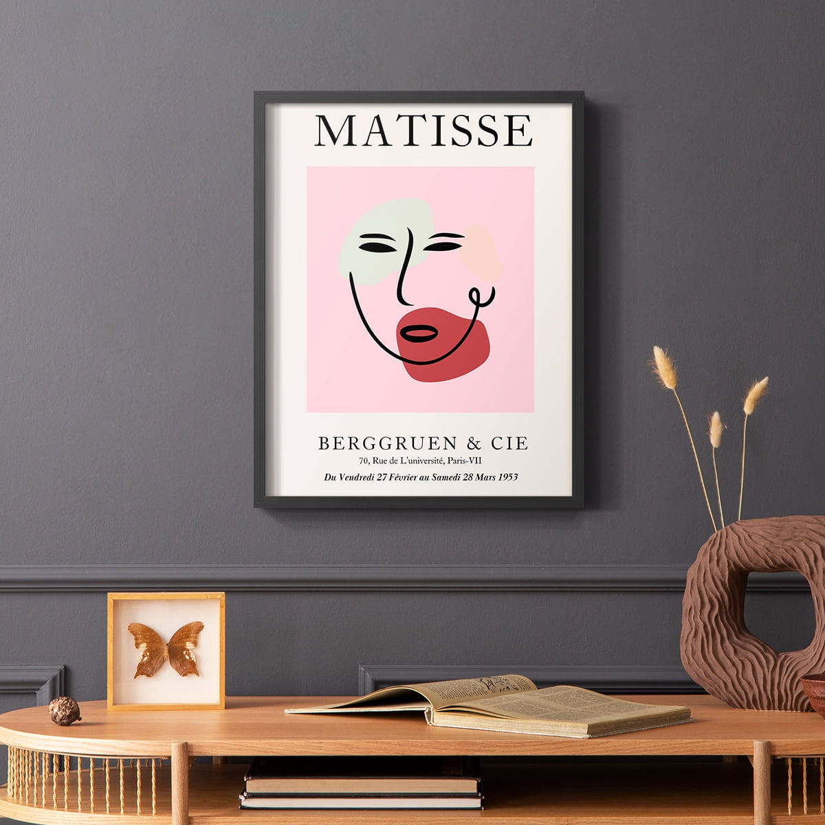Matisse CDXCV in Black Solid Wood Framed Print No Nail Hanging