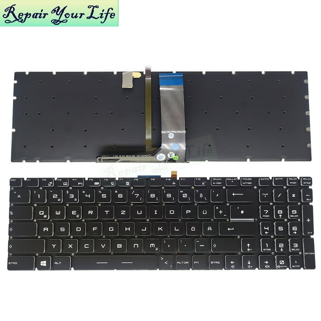 Claviers d'Ordinateur Portable AZERTY Allemand Italien Français Rétroéclairé pour MSI GS60 GS70 GL62 GL62M GT72 V143422GK1 Rétroéclairage Allemand Blanc