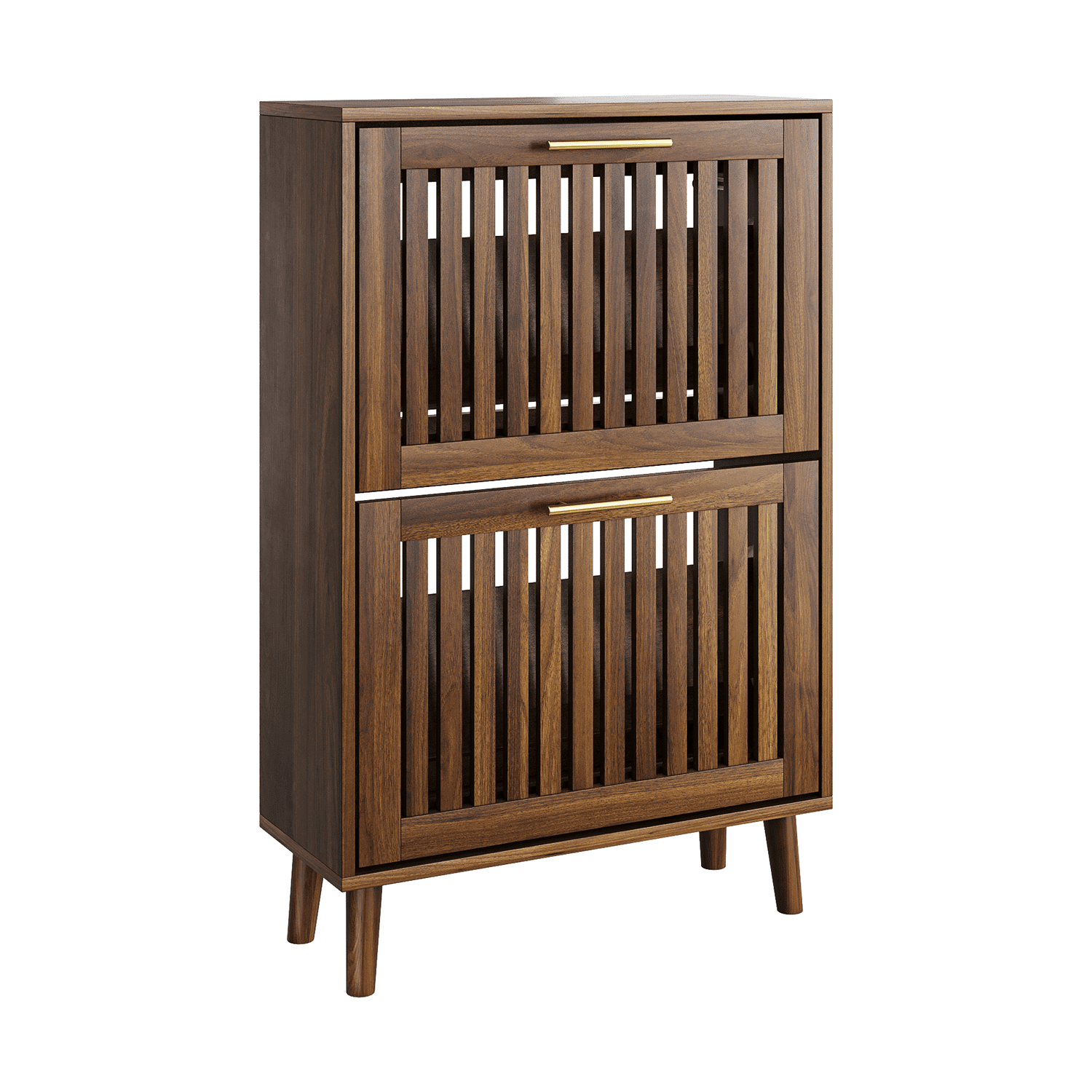 Hommoo 23.6-inch Shoe Cabinet, 2 Flip Drawers Freestanding Shoe Cabinet, Suitable for Corridors and Entrances, Walnut