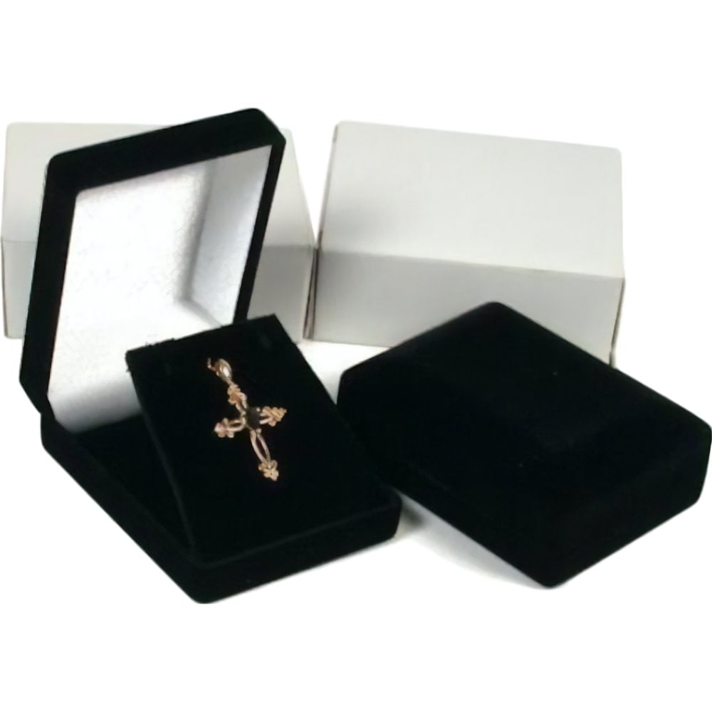 Earring Gift Box Black Velvet Flocked Jewelry Display 