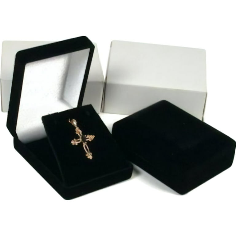 2 Black Flocked Earring Gift Boxes Jewelry Box