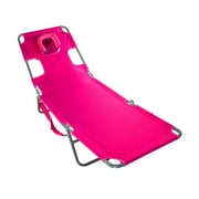 Ostrich The Original Chaise Beach Lounge Chair, Folding and Reclining Outdoor Lounger, Pink