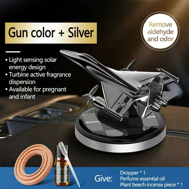 Fiudx Aromaterapia Solar para Coche, Adorno de Aleación con Diseño de Helicóptero, Difusor de Fragancia Giratorio, Aroma Natural, Suave y No Irritante, Decoración para Coche y Oficina, 8 Ml de Aceite