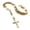 Gold, variant on Silver Tone Praying Hands Jesus Cross 39" Clear Glass Beads Rosary Necklace