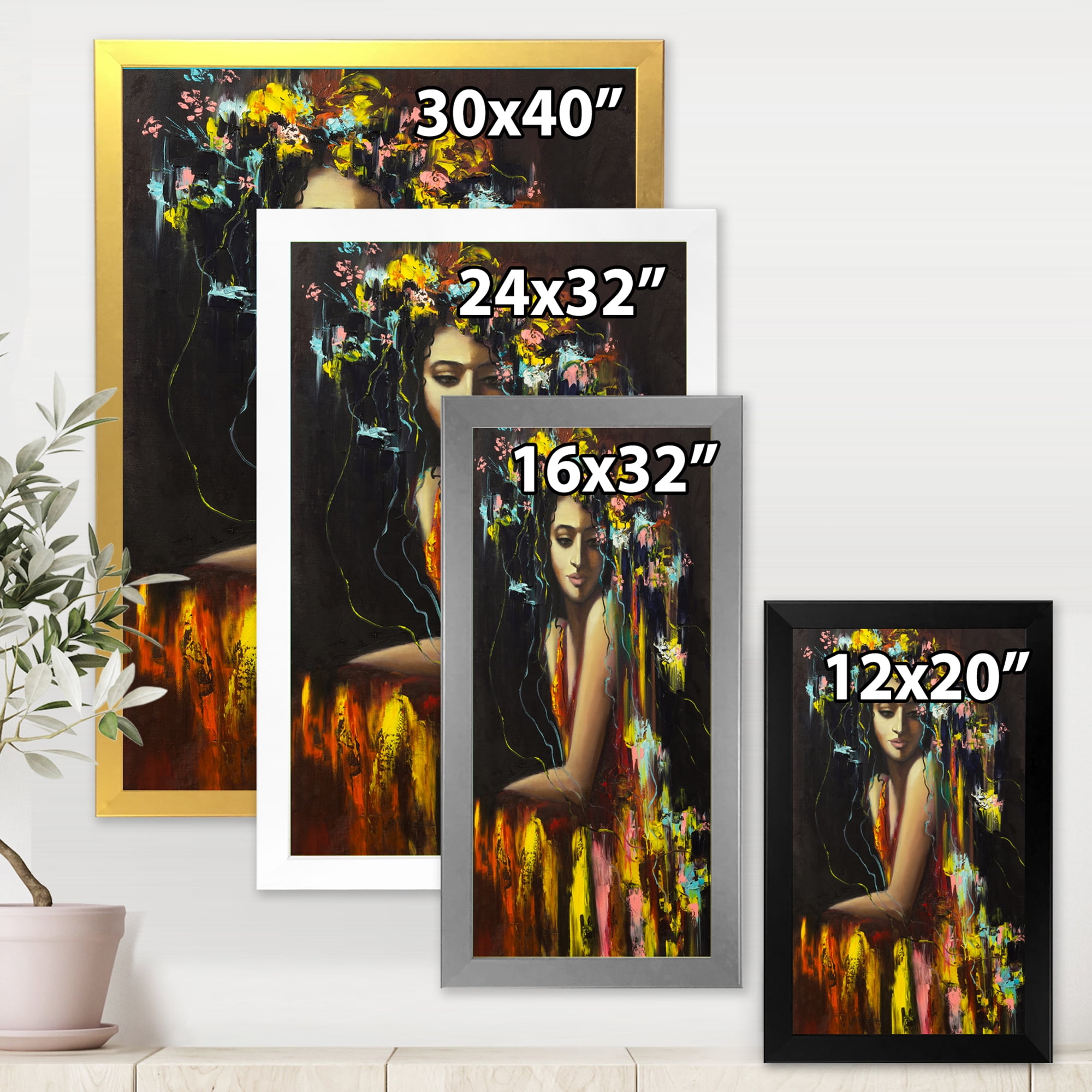 Designart 'Modern Portrait Of A Young Girl' Modern Framed Art Print