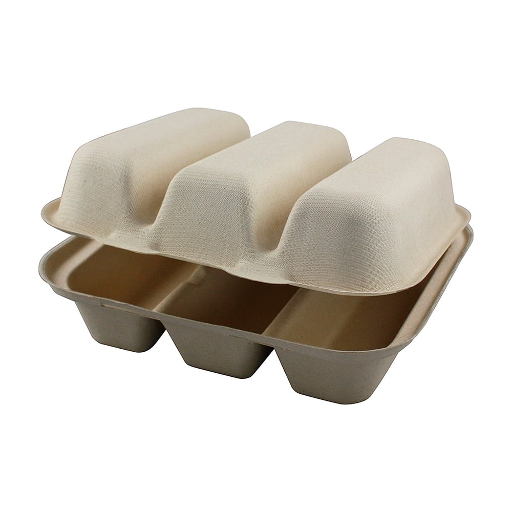 World Centric Taco TakeOut Container, Triple Compartment, 8x7x3