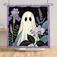 thumbnail image 4 of Tchckioa Purple Ghost Shower Curtain for Dorm Room Halloween Decor,Privacy Protection Hooks Bath Curtain,47x64 Inch, 4 of 8