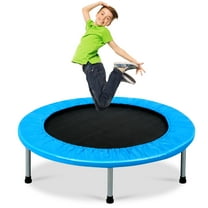 Topbuy 38" Folding Mini Trampoline Portable Rebounder Trampoline with Padding & Springs Blue