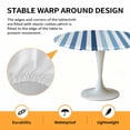 thumbnail image 2 of Elastic Fitted Round Tablecloth, Blue Stripe Waterproof Stretch Table Cover for 45"-54" Tables, Ombre Geometric Farmhouse Vertical Striped Washable Outdoor Tablecloths for Patio, Picnic, Camping, 2 of 9