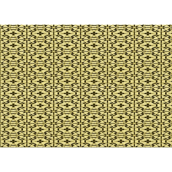 Ahgly Company Machine Washable Indoor Rectangle Transitional Mustard Yellow Area Rugs, 2' x 4'