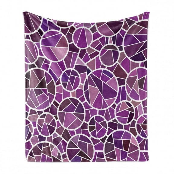 Mosaic Soft Flannel Fleece Blanket, Abstract Creative Contemporary Design with Geometric Motif in Purple Color Palette, Cozy Plush for Indoor and Outdoor Use, 50" x 70", Multicolor, by Ambesonne