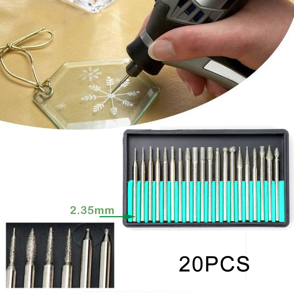 30pc Diamond Rotary Dremel Burr Drill Engraving Bits Set For Plastic Tiles Brick