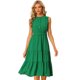 thumbnail image 1 of Vestido sin mangas de verano para mujer Cintura elástica con cinturón Vestido midi escalonado fluido Verde XS, 1 of 6