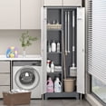 thumbnail image 6 of Marcree 65" H Metal Garage Storage Cabinet, Steel Broom Storage Cabinet with Doors and Shelves,Locking Tool Storage Cabinet for Cleaning,Bathroom,Kitchen Grey&White, 6 of 8