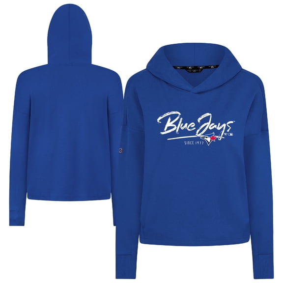 Women's-Levelwear  Royal Toronto Blue Jays Tri-Blend Sweet Express Cropped Pullover Hoodie