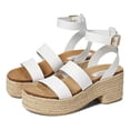 thumbnail image 2 of Steve Madden Kelton White Leather Ankle Strap Open Rounded Toe Heeled Sandals (White Leather, 6), 2 of 9