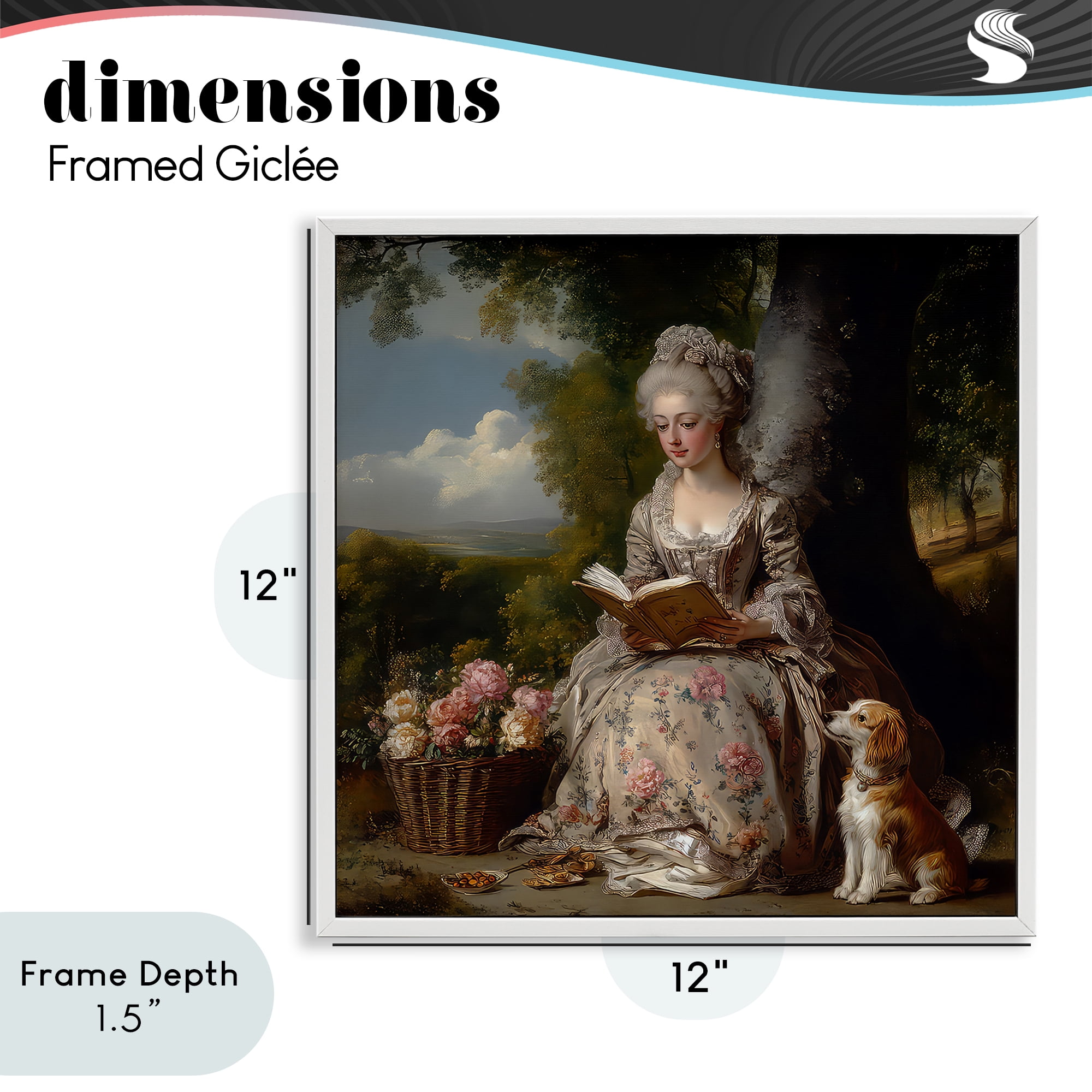 Stupell Industries Rococo Lady with Dog White Framed Giclee Art, design by The Wands Want