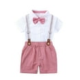 thumbnail image 6 of Esaier Boys 2Pcs Clothes Gentleman Outfits Summer Suits for Baby Toddler,Baby Short Sleeve Cotton Bodysuit Shirts Top + Suspender Shorts Set Unisex Newborn Clothing Set,Size 1M-3Years, 6 of 7