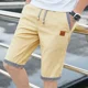thumbnail image 3 of Pantalones cortos de lino y algodón para hombre, pantalones casuales con cordón, pantalones casuales sólidos, pantalones cortos de playa de talla grande para hombre, nuevos pantalones cortos de verano, 3 of 4