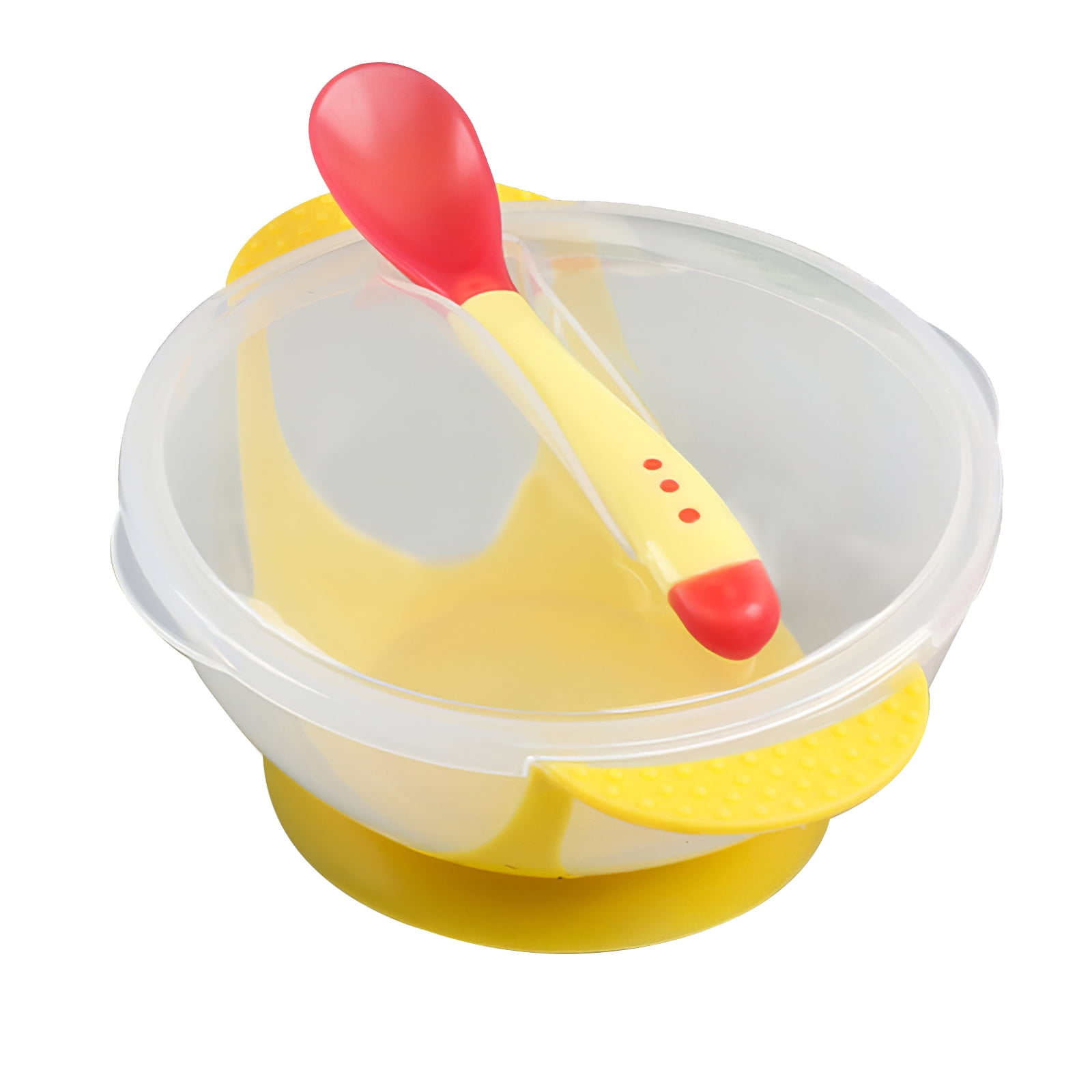 Baby Suction Cup Feeding Bowl Slip-resistant Tableware Temperature Sensing Spoon 