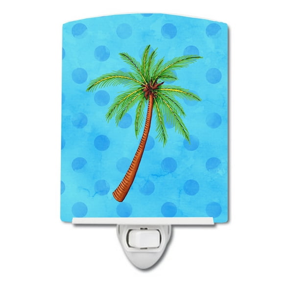 Palm Tree Blue Polkadot Ceramic Night Light