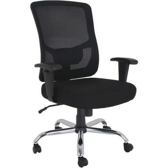 Lorell, Big & Tall Mid-back Leather Guest Chair, 1 Each, Black