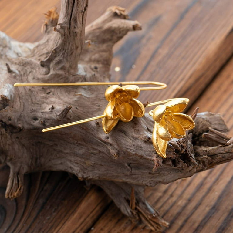 Bohemian Gold Elegant Flower Fashion Dangle Earring Cute Metal