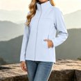 thumbnail image 5 of Mifsaly Womens Softshell Jacket Full Zip Stand Collar Windbreaker Long Sleeve Casual Outdoor Coat with Zipper Pockets Light Blue,S, 5 of 9