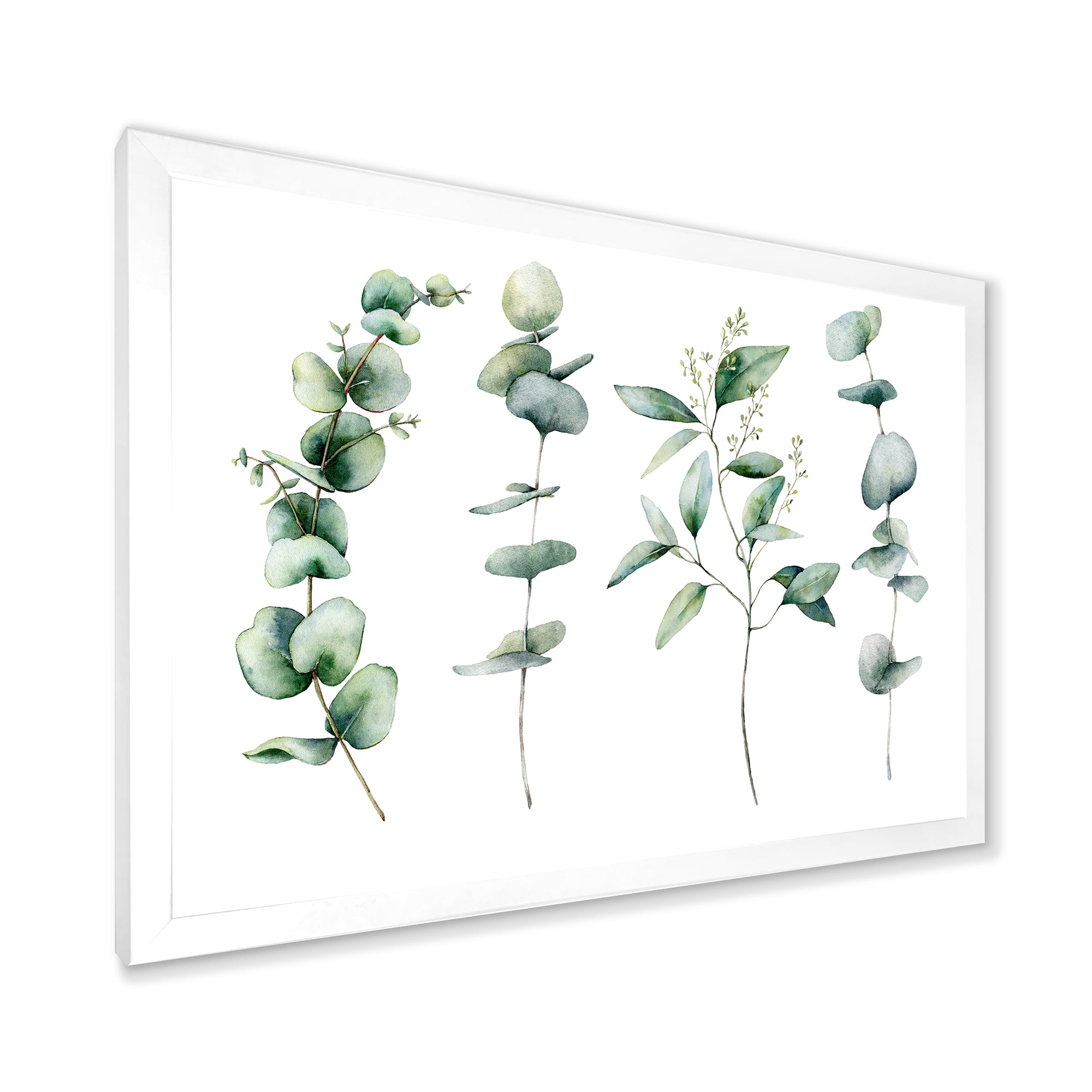Designart 'Green Eucalyptus Plant Branches I' Traditional Framed Art Print