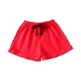 thumbnail image 3 of Jinhomg Toddler Kids Beach Shorts Lightweight Comfy Cotton Shorts Casual Loose Wide Leg Elastic Drawstring Waist Vacation Pants Summer Saving Red 4Y, 3 of 4