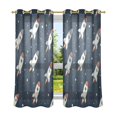 thumbnail image 6 of Yayeee Window Curtains Light Filtering 63"x42" Grommet Panel Pair Home Living Room Decor, Rocket Pattern, 6 of 7