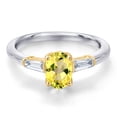 thumbnail image 3 of Gem Stone King 925 Silver and 10K Yellow Gold Canary Mystic Topaz and Lab Grown Diamond Engagement Ring for Women | 1.00 Cttw | Oval 7X5MM | Gemstone November Birthstone | Size 7, 3 of 6