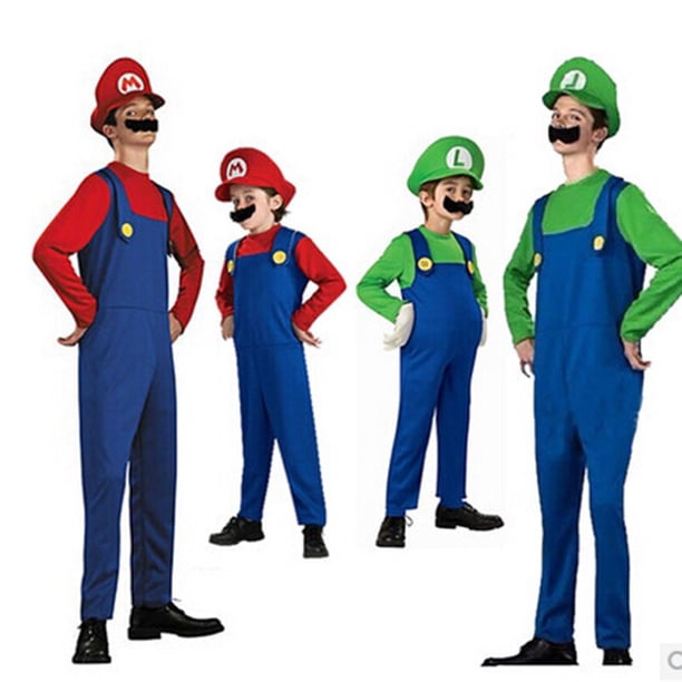 Disfraz de Super Mario, fiesta de Halloween, cosplay, niños adultos, disfraz de actuación escénica de Super Mario